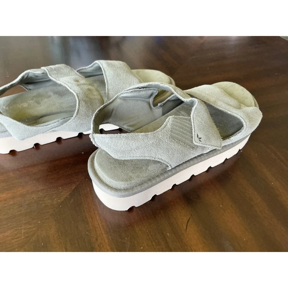 Koolaburra by UGG Suede Platform Sandals Adjustable Straps Grey Sage Women 11